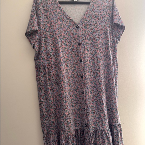 Floral Button-Down Baby Doll Dress Plus Size - Picture 1 of 5